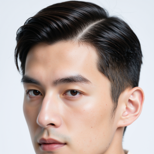 年轻男性佩戴休闲假发的正面特写，棕色微卷造型，适合日常穿搭，时尚个性