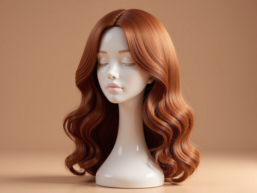 特写展示优质人发假发的质感细节，自然光泽，柔顺手感，白色背景